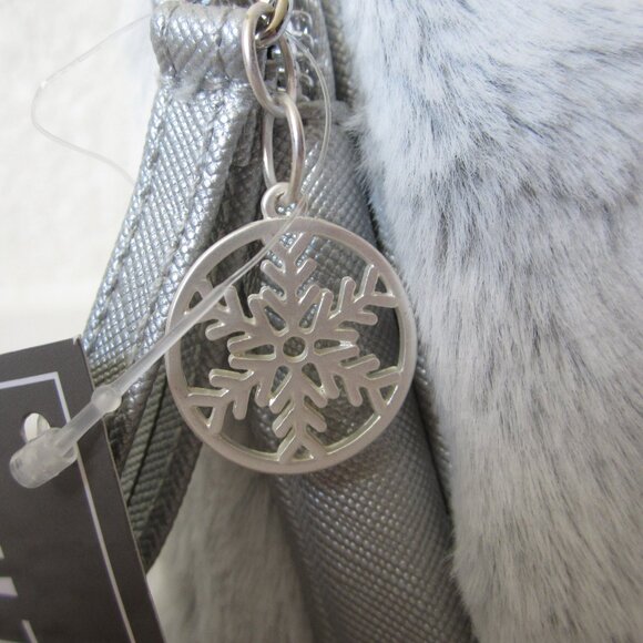 Ulta Beauty light gray fuzzy makeup cosmetic bag with snowflake zipper - Picture 3 of 3